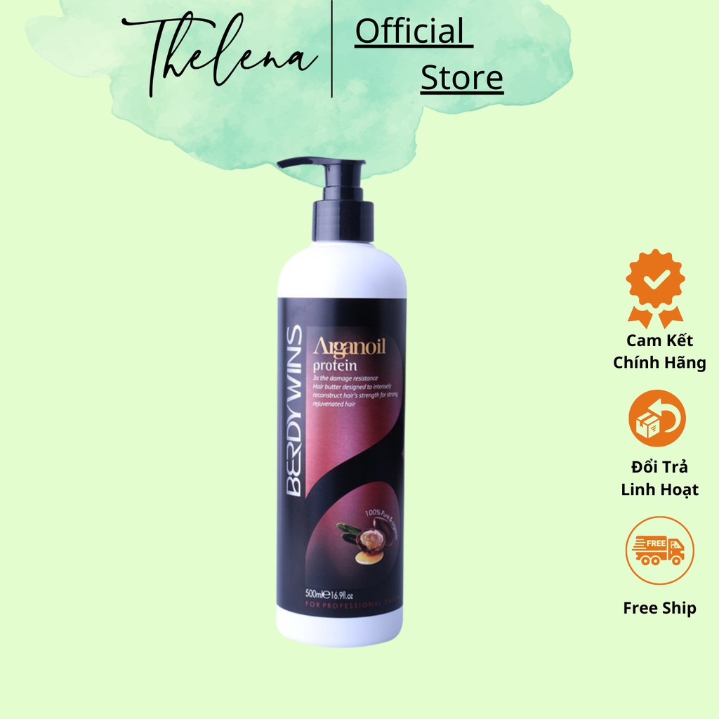 Kem ủ tóc collagen BERDYWINS 500ML cung cấp dưỡng chất AGANOIL phục hồi tóc hư tổn siêu mượt Thelenashop