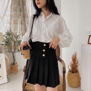 Chân váy xếp ly khuy dạ