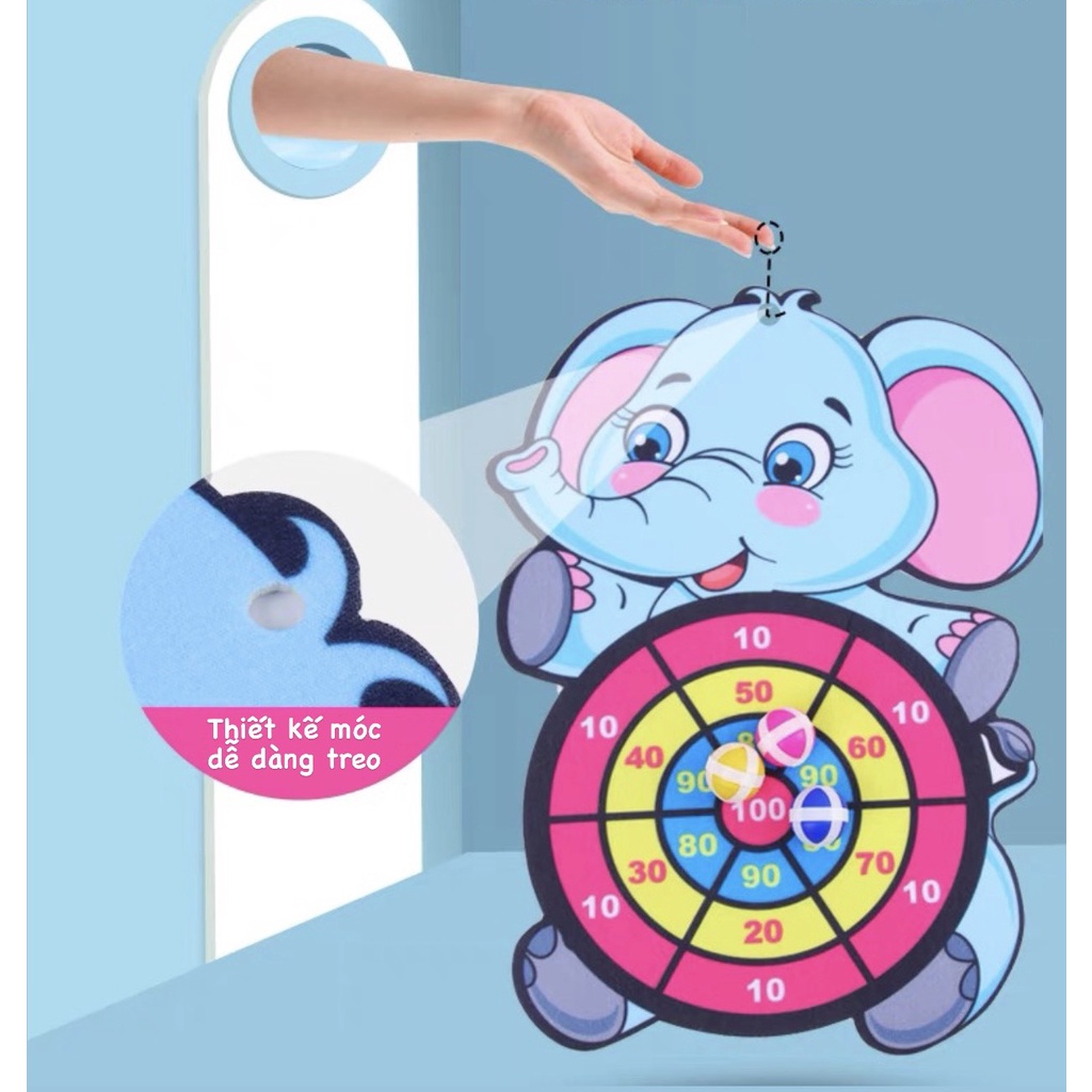 [TẶNG KÈM 3 BÓNG] Đồ chơi bảng phi tiêu bóng dính cho bé, bảng bóng ném treo trường hình thú MasterKids