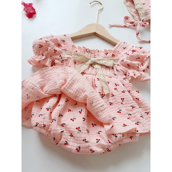 Bodysuit Cổ Tàu, Bodychip Dài Tay Thu Đông Chất Liệu Ren Nhật Cho Bé Gái Sơ Sinh