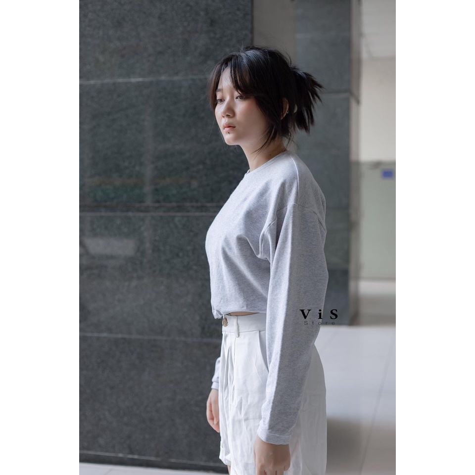 ÁO CROPTOP NỈ NỮ TAY DÀI