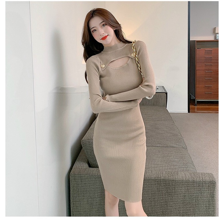 [HOT] Đầm body cổ lọ tay dài họa tiết NG164210