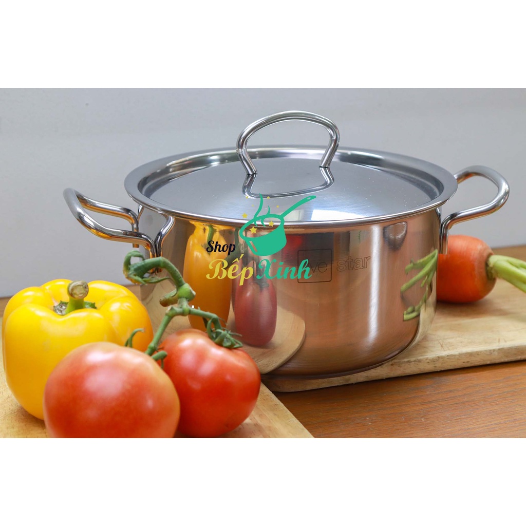 Nồi inox FiveStar Standard nắp inox 3 đáy sandwich ( 16cm/18cm/ 20cm/24cm ), tặng 1 muỗng canh , hàng chính hãng