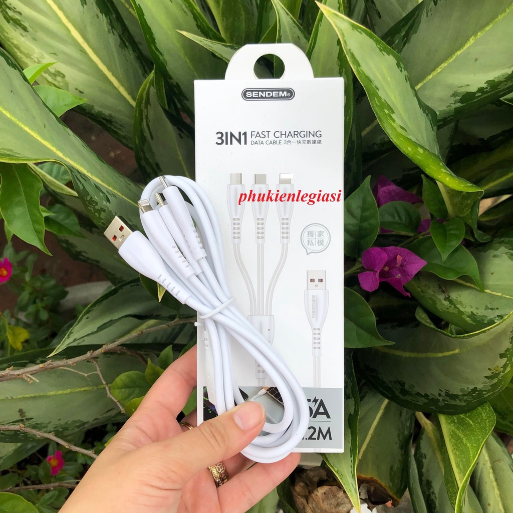 Cáp sạc 3 đầu Sendem M34 dòng 5A dài 1m2