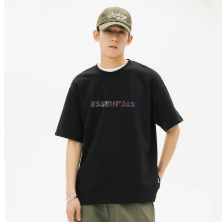 Áo thun tay lỡ ESSENTAIL logo đa sắc UNISEX BASIC , áo phông cotton nam nữ unisex. MIKE UNISEX STORE