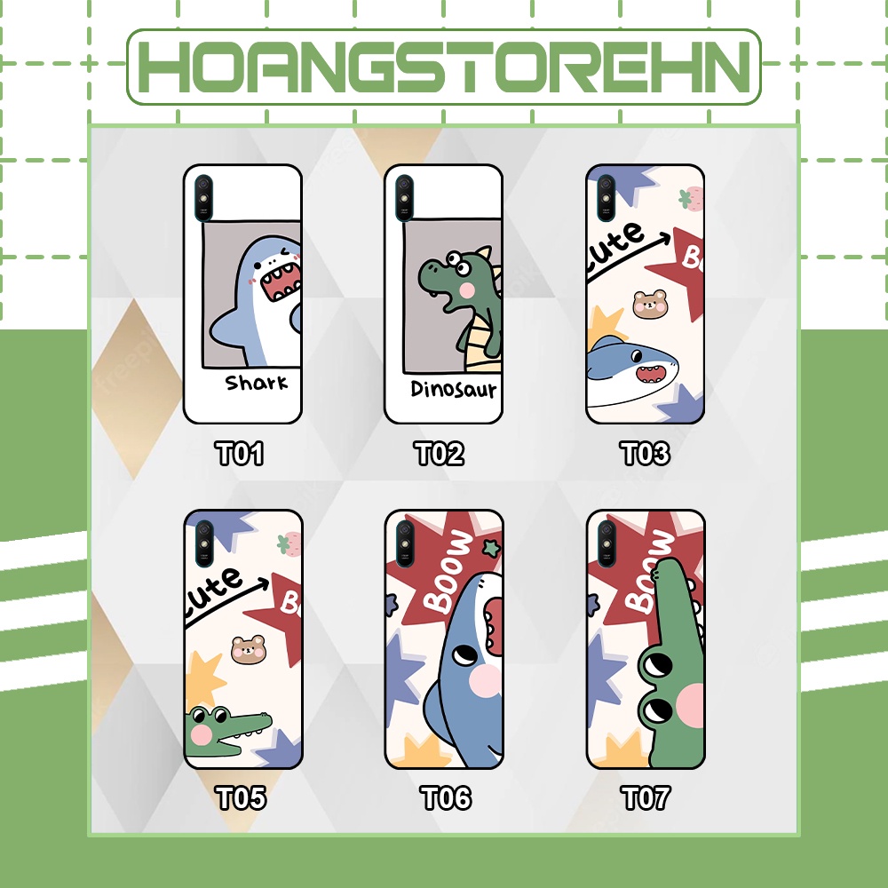 Ốp Xiaomi Redmi 9A in hình cá mập, khủng long dễ thương, cute (T01 - T06)