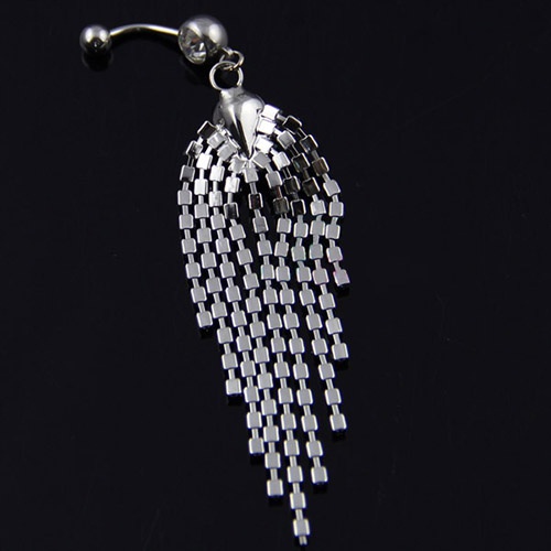 Khuyên rốn đính đá tua rua bằng thép y tế