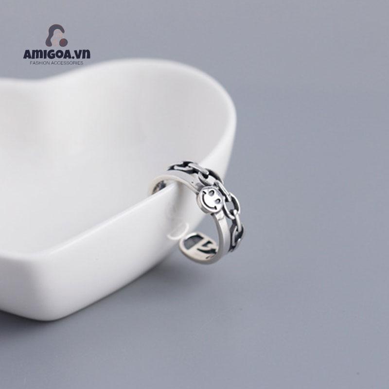 Nhẫn Hở Họa Tiết Mặt Cười Thời Trang Cá Tính Cho Nữ