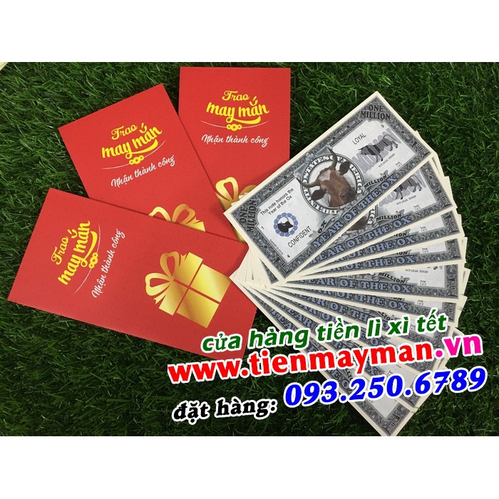 tờ 1 triệu đô mỹ hình con Trâu lưu niệm lì xì tết Tân Sửu , tặng bao lì xì