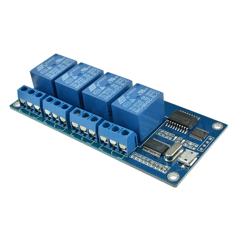 1 Mô Đun Rơ Le Micro USB 5V 4 Kênh Kèm 4 Rơ Le Giao Diện USB