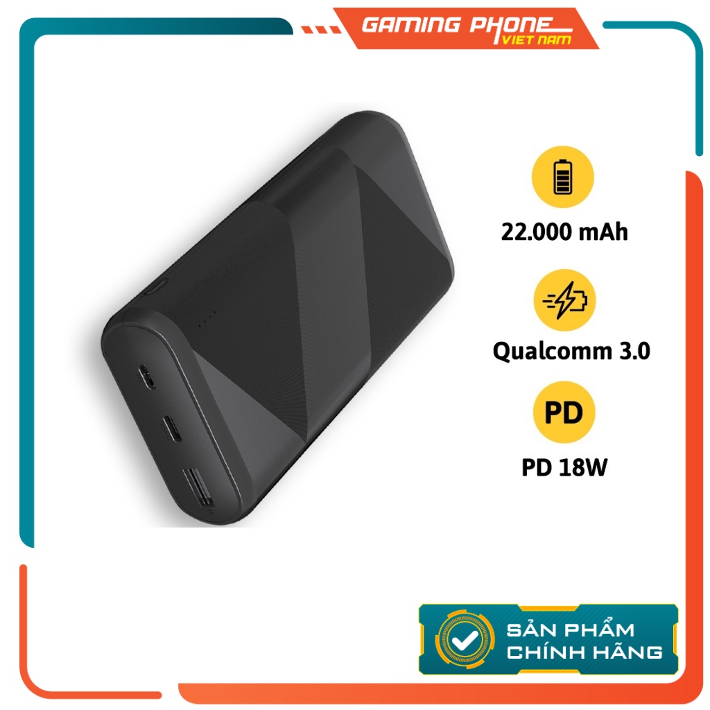 Sạc dự phòng 20000 mAh Sạc Nhanh PD 18W, Quick Charge 3.0 - A22 LUX Hàng chính hãng