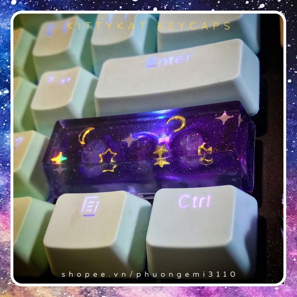 Keycap galaxy Shift phải 2,75u xuyên led hiệu ứng sao lấp lánh - Keycaps artisan trang trí bàn phím cơ gaming