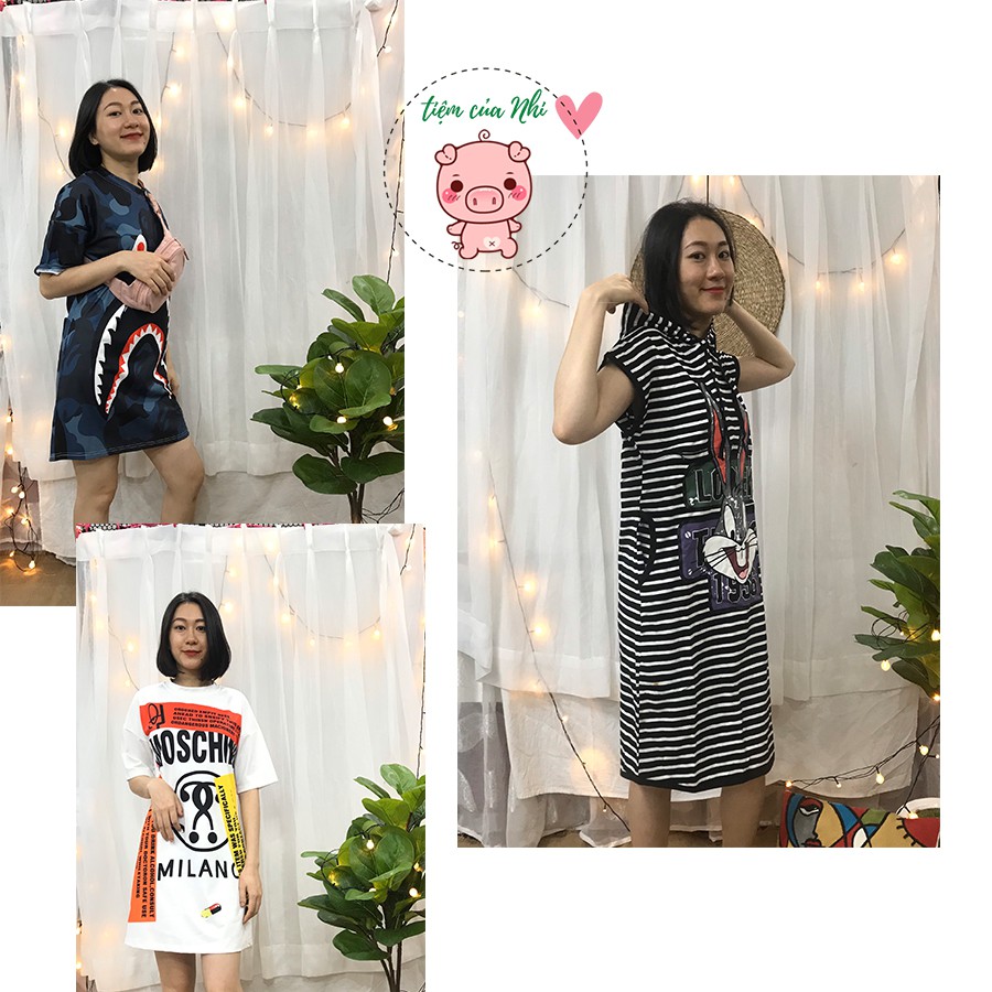 Đầm ulzzang dáng suông nữ chất cotton nhiều màu in hình hoa cúc cô gái Tiệm Của Nhi