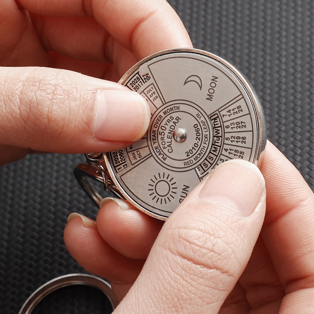 Lịch 2010-2060 Dạng Móc Khóa / Móc Khóa Có Thể Xoay / Tích Hợp La Bàn / Mặt Trời / Mặt Trăng Mini