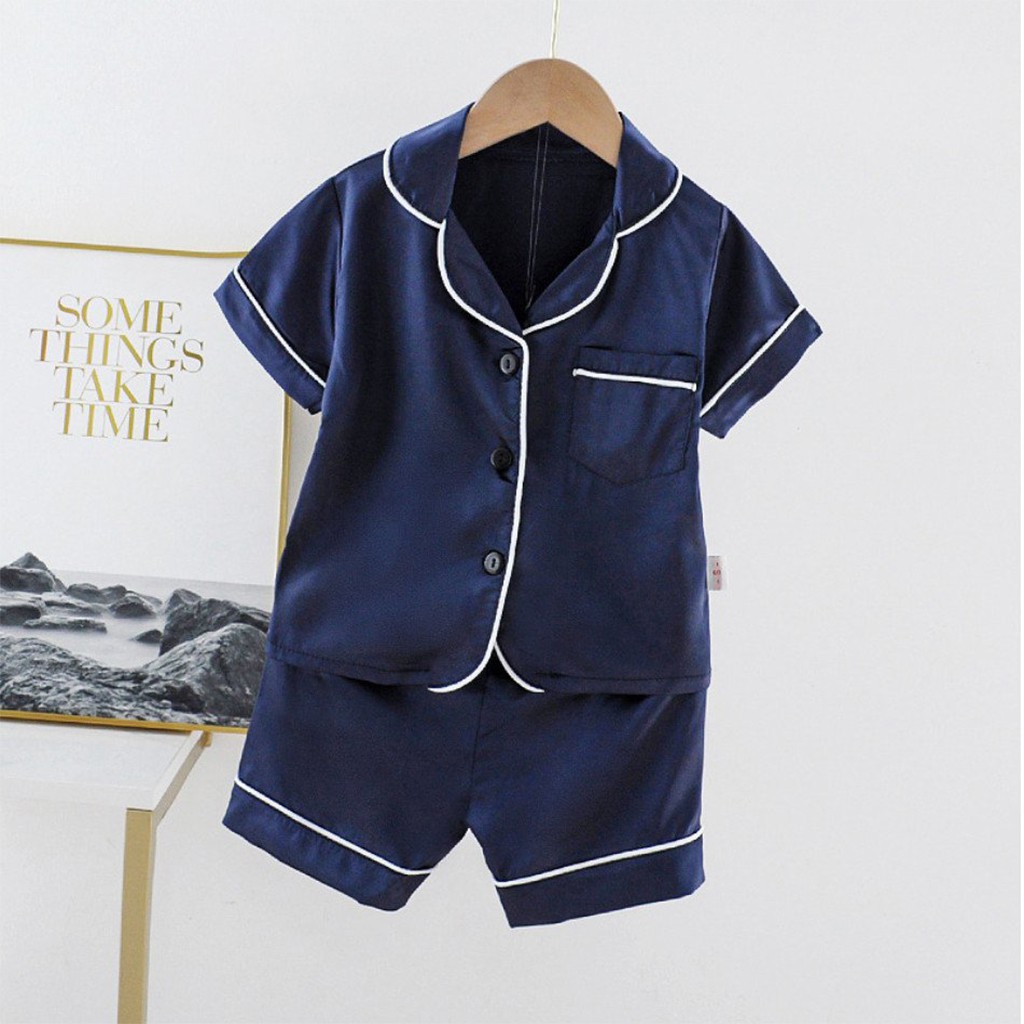 Bộ đồ ngủ pijama lụa cho bé LILA KIDS, Bộ đồ ngủ cho bé trai bé gái bộ mặc đều xinh từ 6-28kg