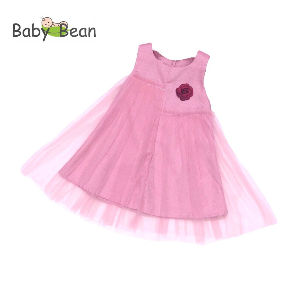 [MÃ THƯƠNG HIỆU YÊU THÍCH Voucher giảm 10%] Đầm Voan Phủ Lưới Đính Hoa Hồng Bé Gái BabyBean