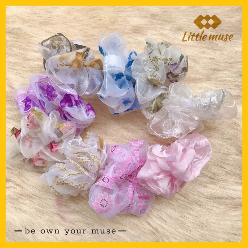 Dây cột tóc scrunchies voan hoa LITTLE MUSE