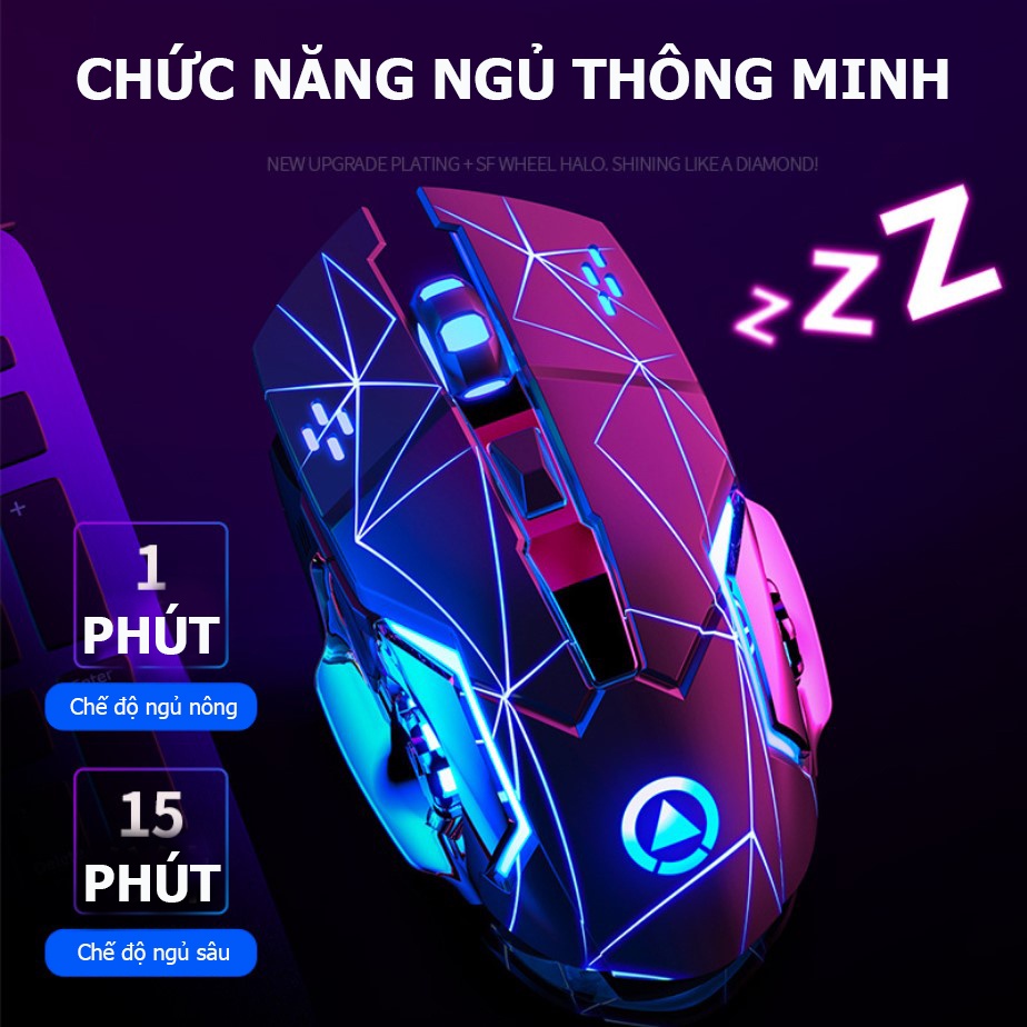 Chuột Không Dây Gaming Sạc Pin A4 Led RGB Click Không Gây Tiếng Ồn