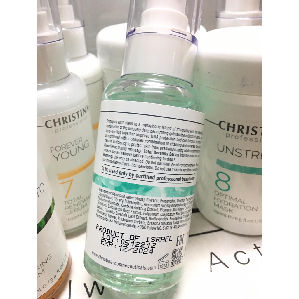 Serum cấp ẩm phục hồi da treatment bong tróc đỏ rát da bị kích ứng Christina Unstress 5 Total Serenity
