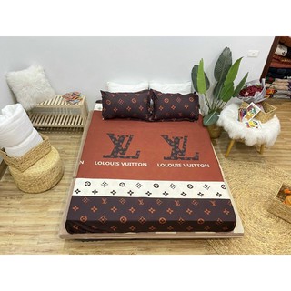 Bộ Ga Gối 3 Món Cottong Poly - LV Nâu