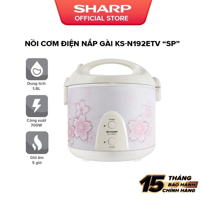 Nồi Cơm Nắp Liền Sharp KS-N192ETV"SP" 1.8L Hàng Thái Lan