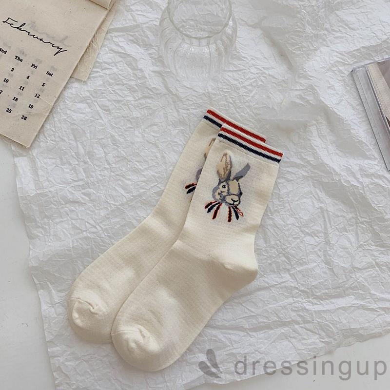 Đôi vớ dệt kim họa tiết hoa / động vật cổ điển dành cho nữ