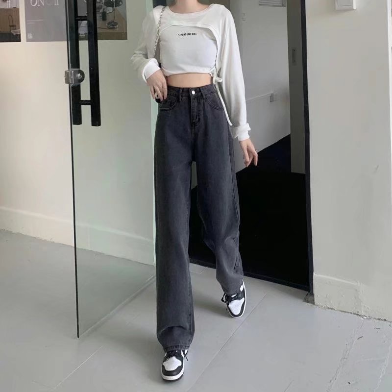 Quần Jeans Dài Ống Rộng Thời Trang Dành Cho Nữ