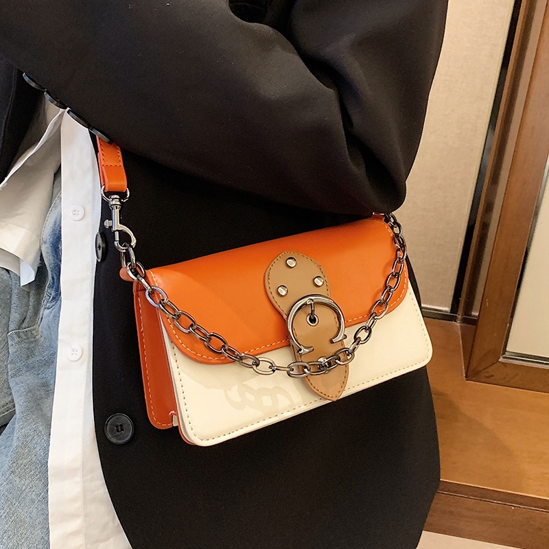 Túi Xách Dáng Vuông Nhỏ Màu Sắc Tương Phản Thời Trang Cao Cấp Cho Nữ