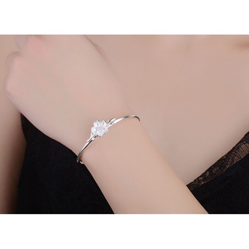 Vòng đeo tay họa tiết hoa anh đào đính đá nhân tạo sành điệu