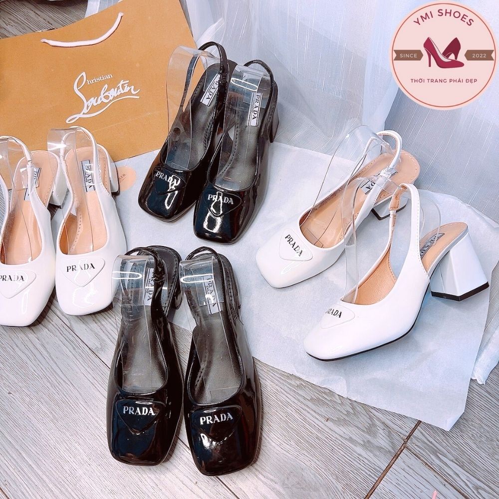 Giày cao gót bít mũi nữ 7 phân mũi vuông gót vuông dáng Sandal Siêu Hot - Thời Trang - Sang Trọng