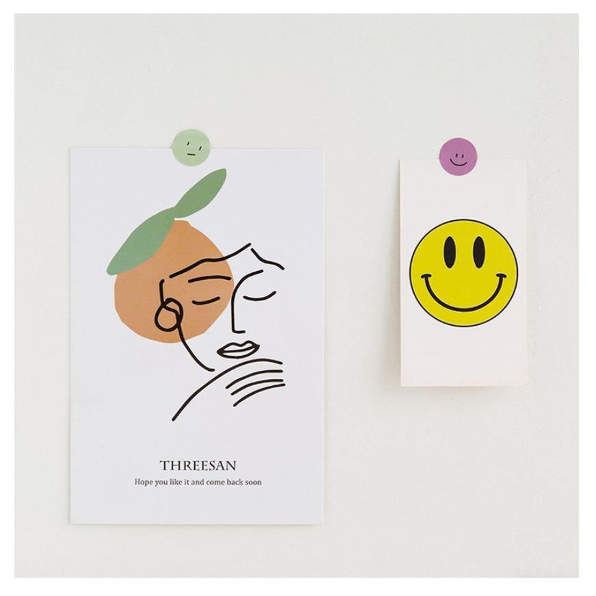 Miếng Dán Trang Trí Sổ Tay Hình Tròn Họa Tiết Mặt Cười Màu Sắc Dễ Thương