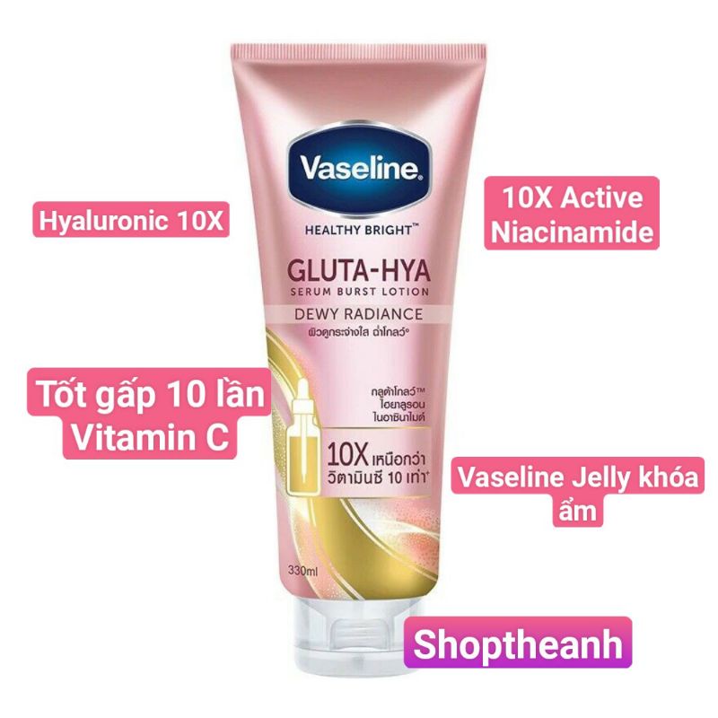 Sữa dưỡng thể Vaseline Healthy Bright Gluta HYA Serum Burst Lotion 10X Thái Lan