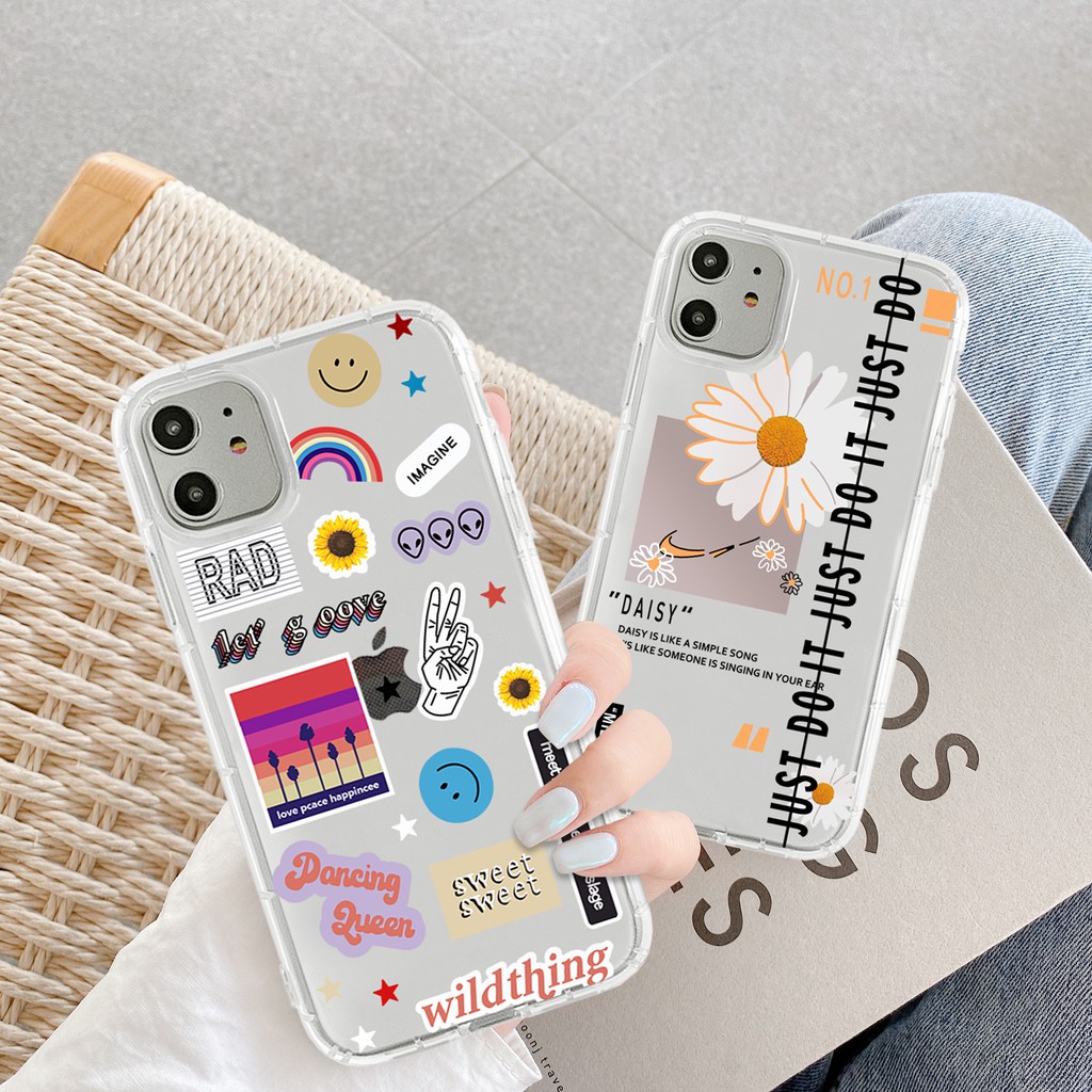 Ốp điện thoại TPU trong suốt chống sốc họa tiết hoa cúc cho iPhone 6 6s 7 8 6plus 7plus 8plus X XS Xsmax XR 11 11Pro Max  12/12Pro 12Promax 12Mini | BigBuy360 - bigbuy360.vn
