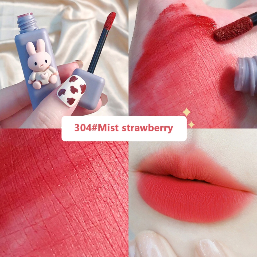 Set 4 Son Môi Hengfang Chống Dính Cốc Không Phai Thiết Kế Vỏ Son Hình Thỏ Dễ Thương