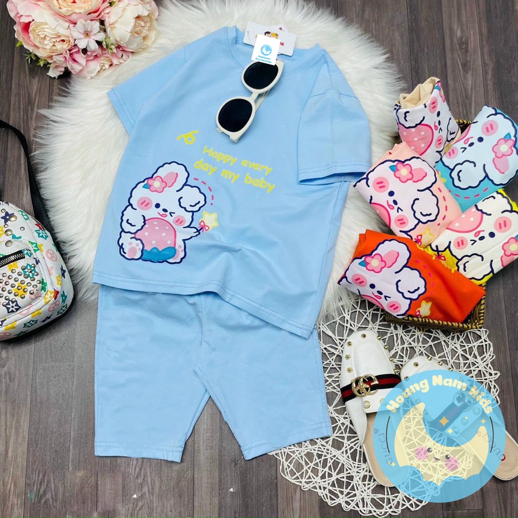 Bộ đồ bé gái bộ đồ lửng cho bé gái in hình GẤU BÔNG đáng yêu chất vải co giãn 4 chiều cho bé từ 8kg đến 25kg