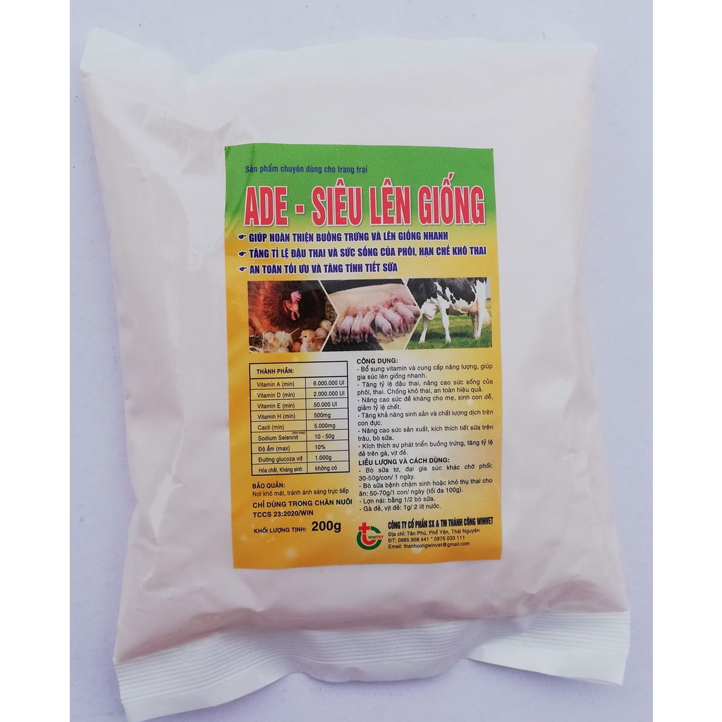 1kg ADE - SIÊU LÊN GIỐNG Hoàn thiện buồng trứng, lên giống nhanh, an toàn tối ưu, tăng tính tiết sữa