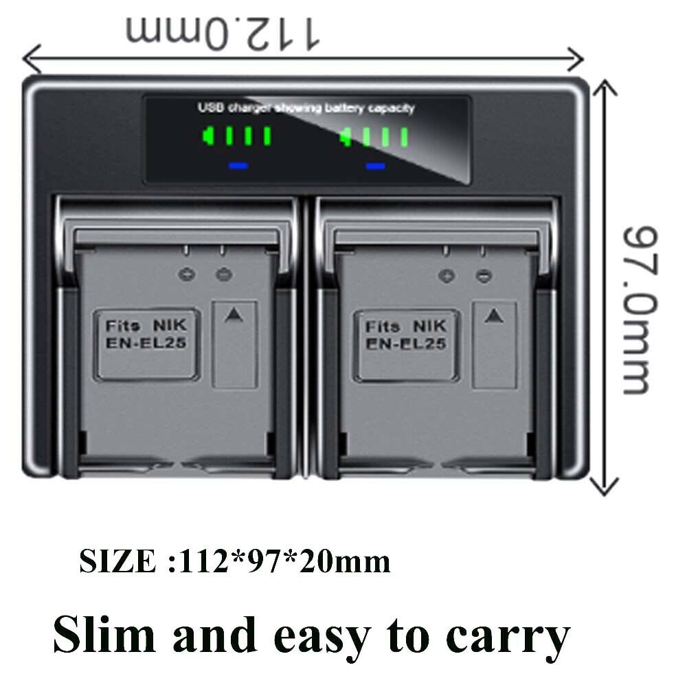 Bộ Sạc Pin Kép Cho Máy Ảnh Nikon EN-EL25 50 ZFC Z50 Z-50 Z-FC MH-32