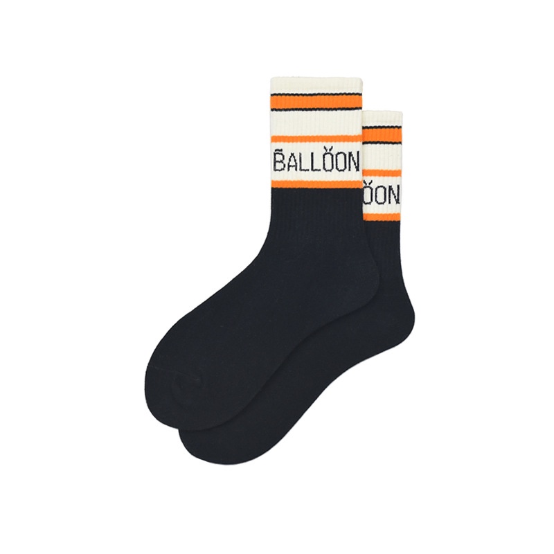 Vớ cổ cao WAFNHA D582 họa tiết sọc ngang có in chữ độc đáo cho nam nữ