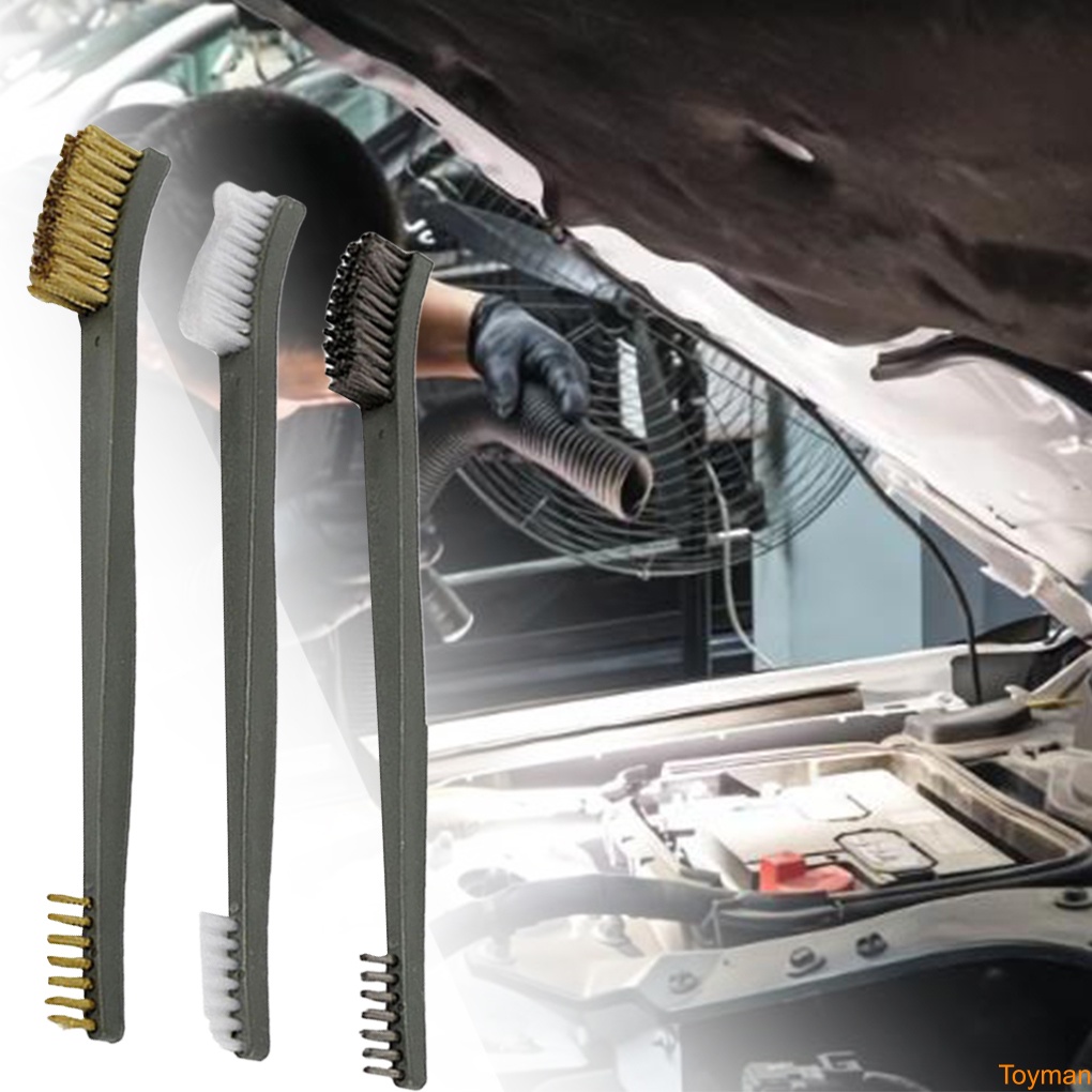 Set 3 Bàn Chải Mini Bằng Thép Không Gỉ Vệ Sinh Đánh Bóng Tiện Dụng