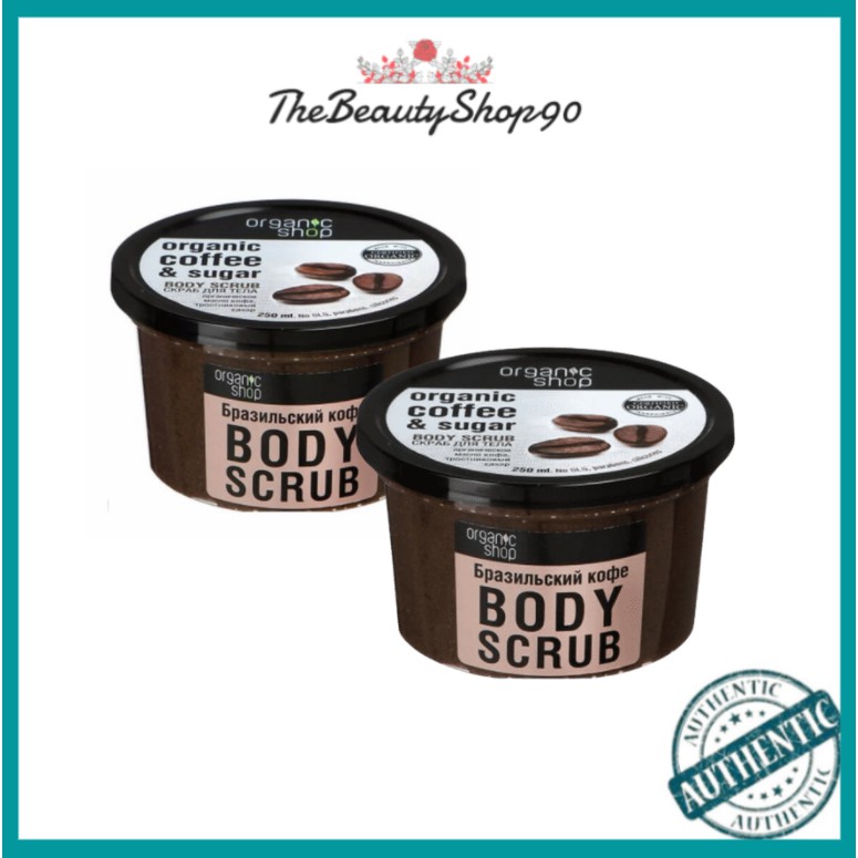 [Chính Hãng]Tẩy Tế Bào Chết Toàn Thân Organic Shop Organic Brazilian Coffee & Sugar Body Scrub 250ml - Hương Cà Phê