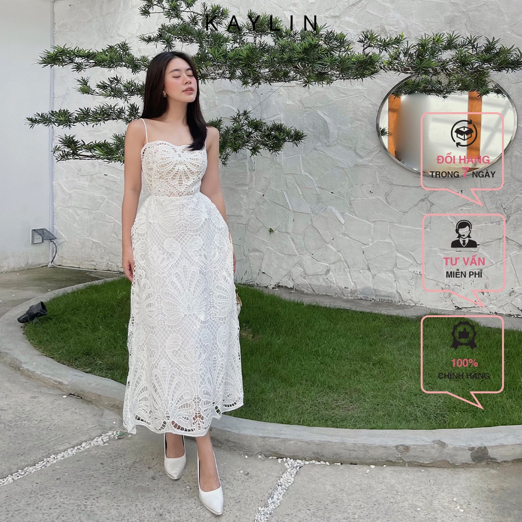 Đầm ren dài hai dây thời trang KAYLIN - N1777
