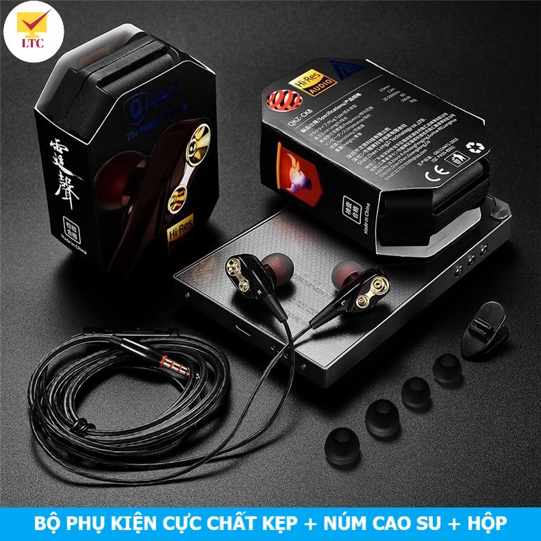 Tai nghe có dây QKZ CK8 BASS KHỦNG có mic đàm thoại, full hộp, tai phone nhét tai cho điện thoại máy tính