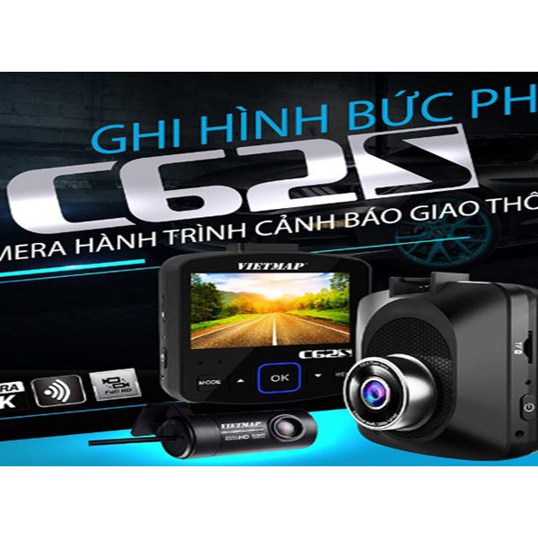 Camera hành trình Vietmap C62S ghi hình camera trước 4K camera sau Full HD 1080P Tặng kèm thẻ 32g chính hãng