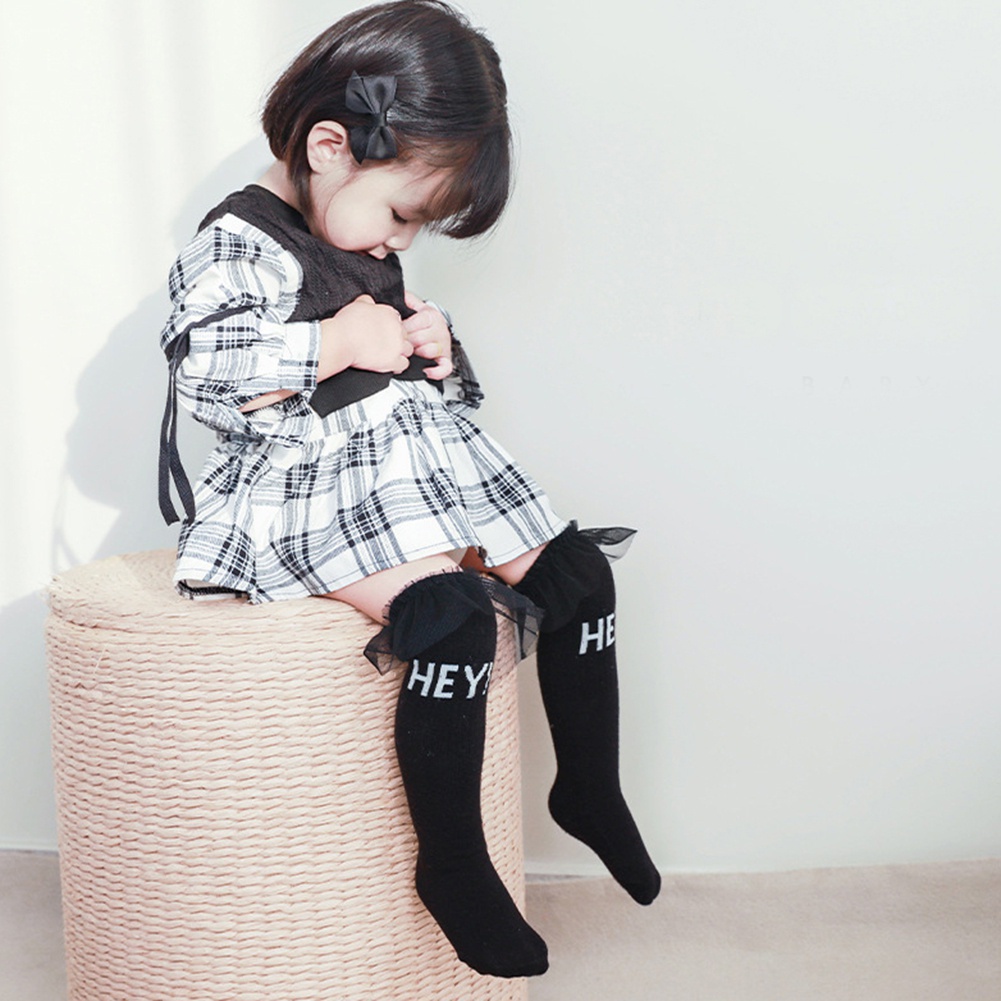 Vớ Cotton Cổ Cao Phối Lưới Thời Trang Cho Bé Gái