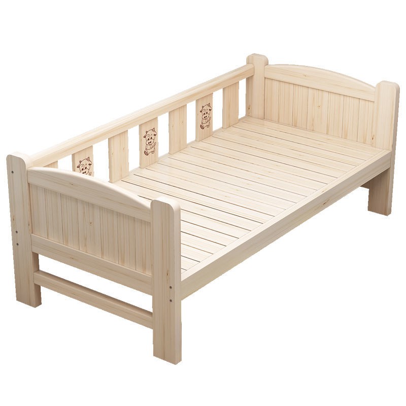 > Giường rộng khâu cạnh trẻ em có lan can đơn bé trai bằng gỗ nguyên khối lớn cho và chơi tạo tác nhỏ