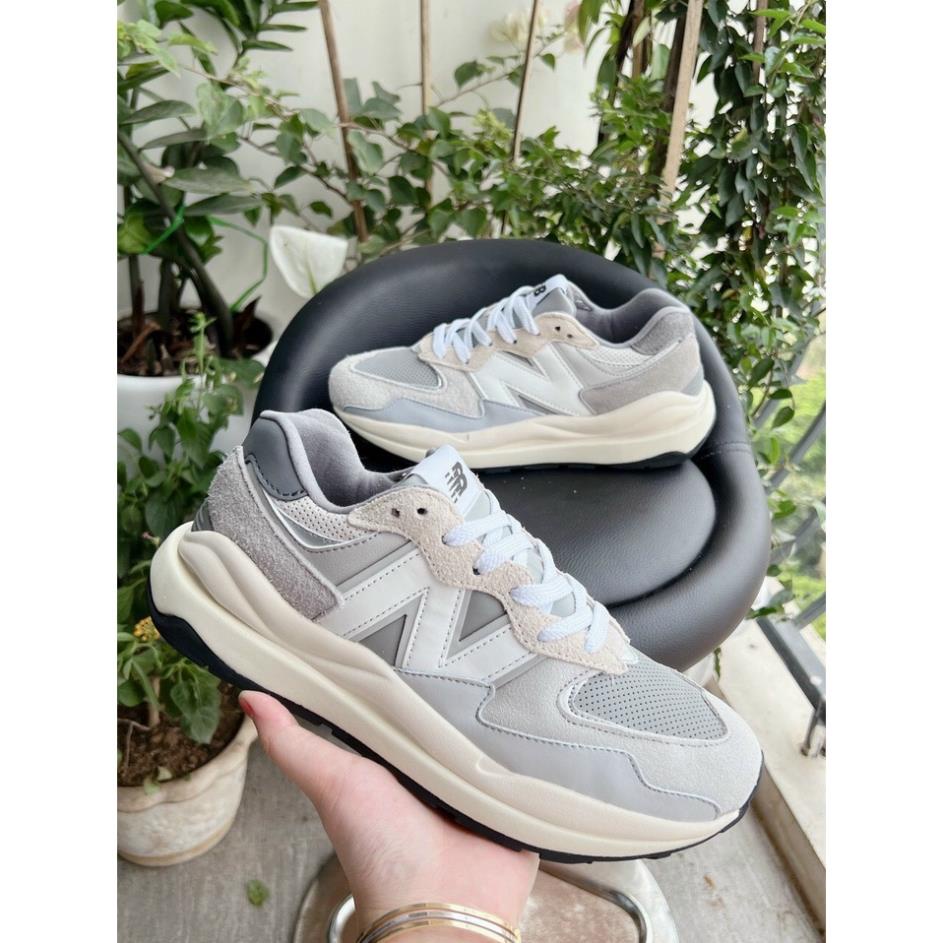 Giày Sneaker chữ N trắng giày chữ N nâu kem mẫu mới đế cao nam nữ ảnh thật GIÀY NB 5740 kem NB 57/40 XÁM TRẮNG NAM NỮ