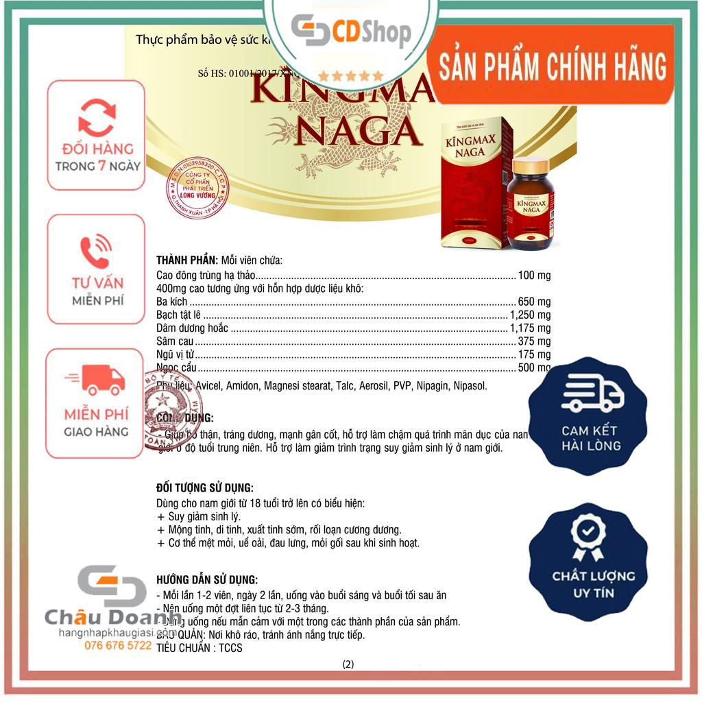 Hỗ Trợ Xuất Tinh Sớm Kingmax Naga  Lọ 20 Viên - Sản Phẩm Được Cấp Giấy Chứng Nhận Bộ Y Tế