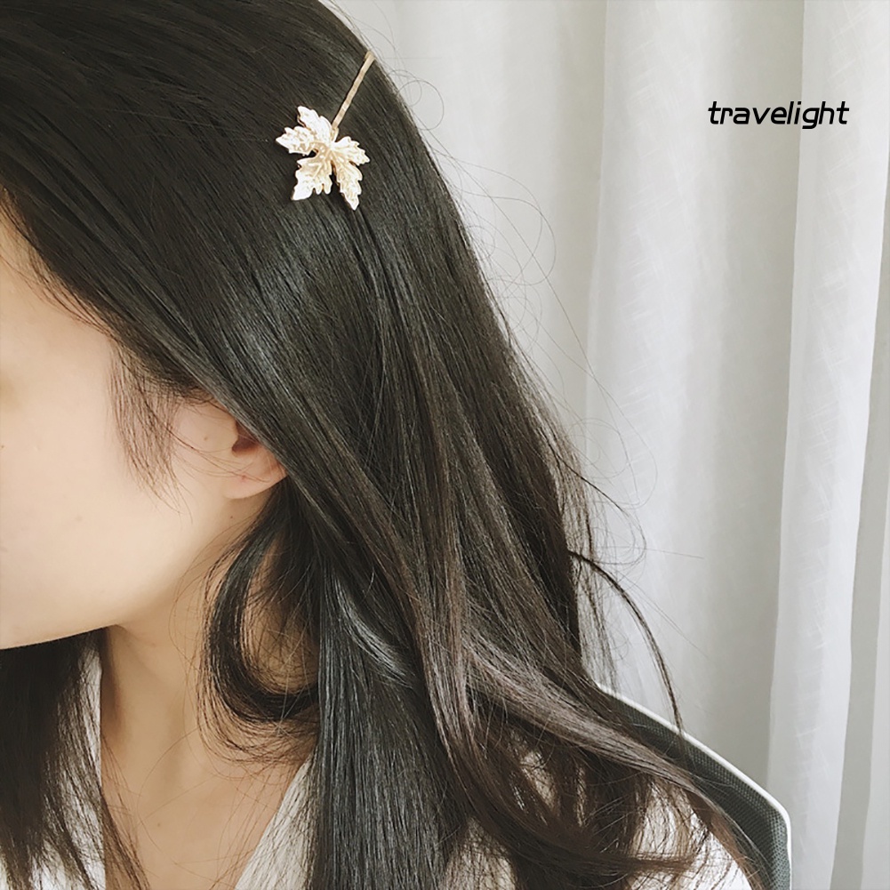 Set 2 Kẹp Tóc Hợp Kim Hình Lá Phong Thanh Lịch Cho Nữ
