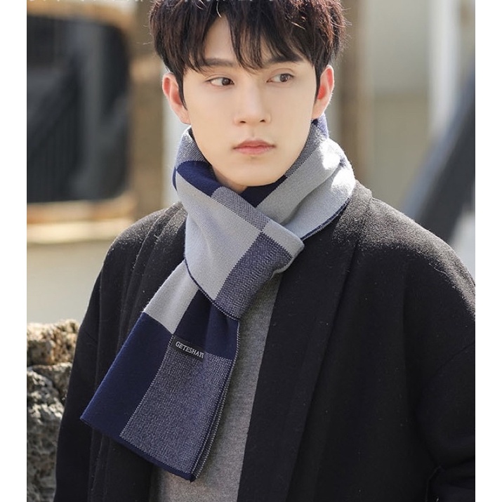 Khăn len quàng cổ kẻ cao cấp mã K27 dành cho bạn nam bạn nữ khăn đôi unisex mùa đông