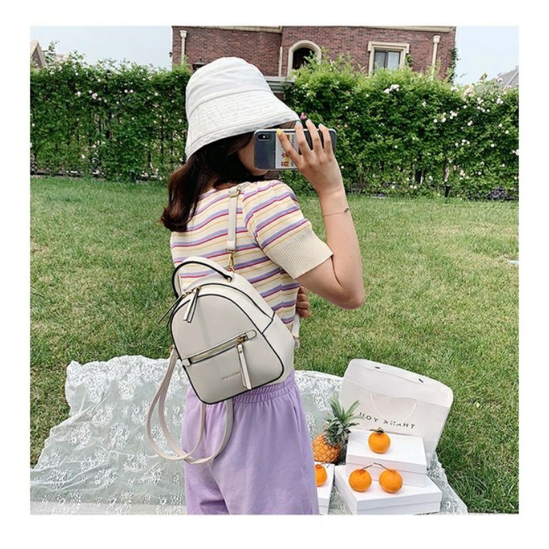 BALO MINI THỜI TRANG, BALO DA KHÓA NGANG BL1520